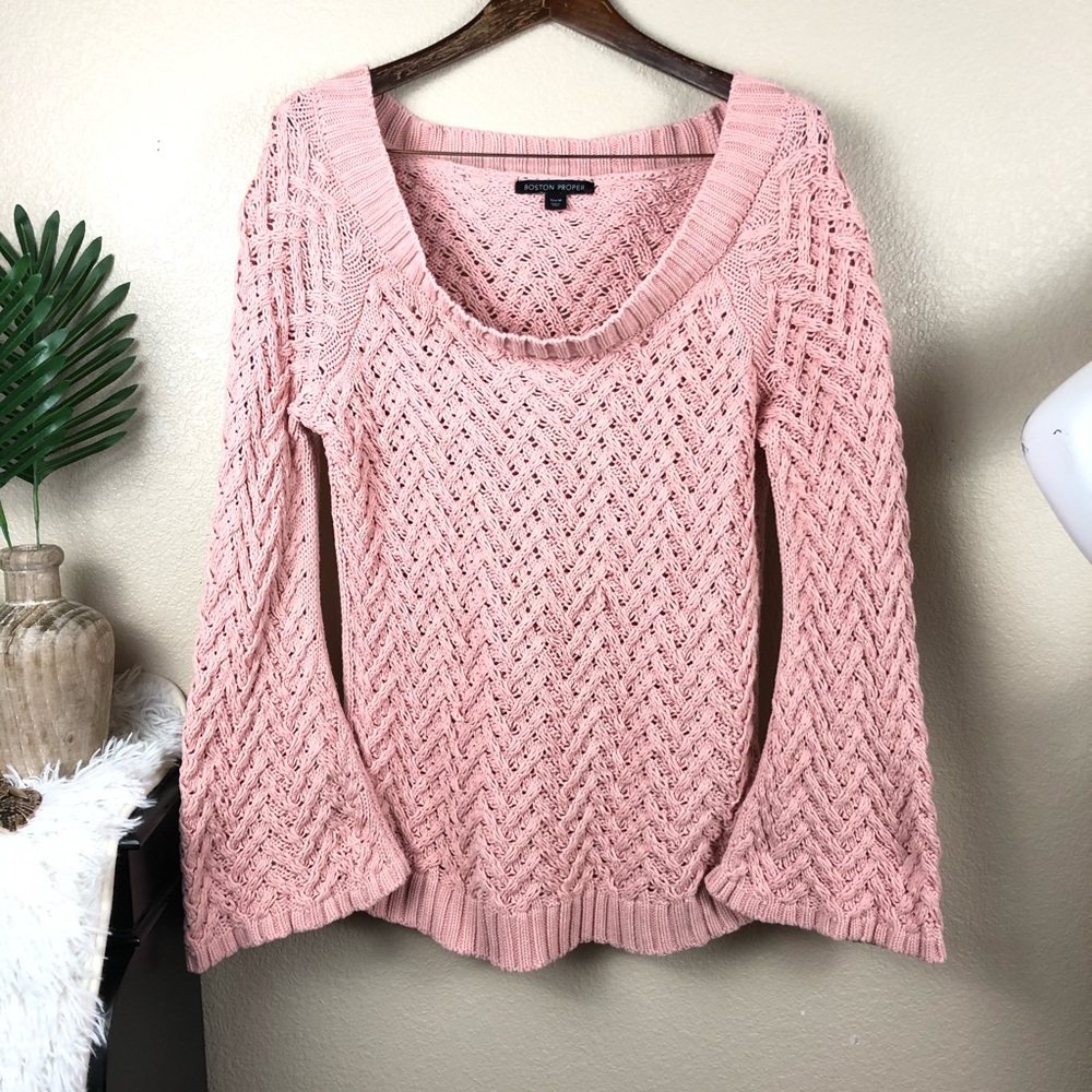 Boston Proper Pink Bell Sleeves Sweater